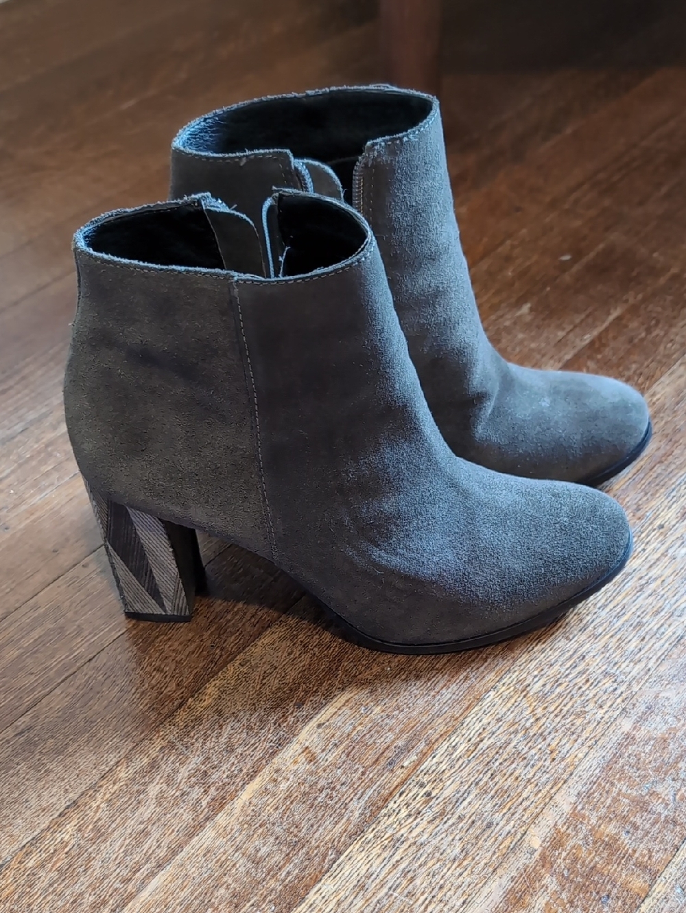 Matisse Suede Gray Ankle Boots with Block Heel